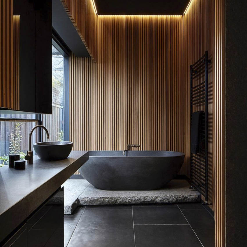 10 fekete fürdőszoba az elegáns megjelenésért