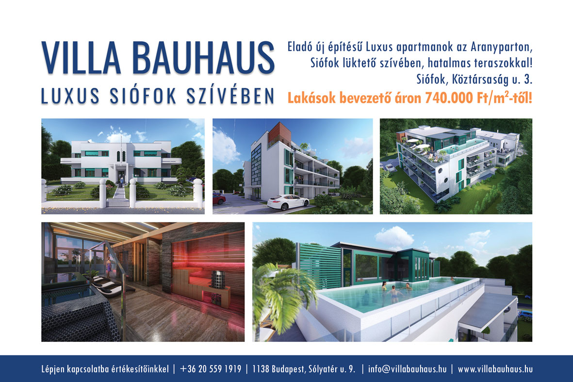 Eladó új építésű Luxus apartmanok az Aranyparton Villa Bauhaus